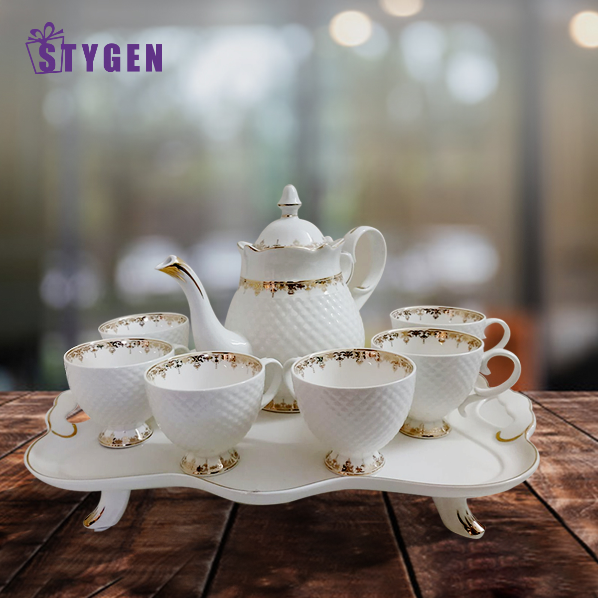European Style Ceramic Tea Cup And Tray Set
